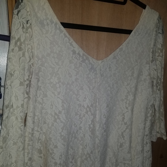 American Eagle Outfitters Cream Lace L/S Blouse - Picture 3 of 4